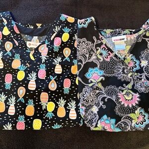 Lot of 2 Women’s Large Scrub Tops